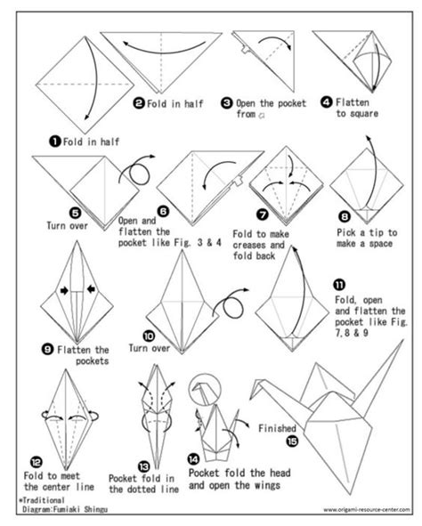 Burung Origami dengan Bentuk yang Berbeda